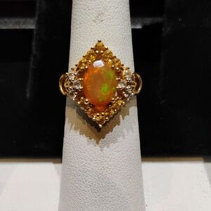 Samuel Benham sterling silver cabochon opal ring NWT